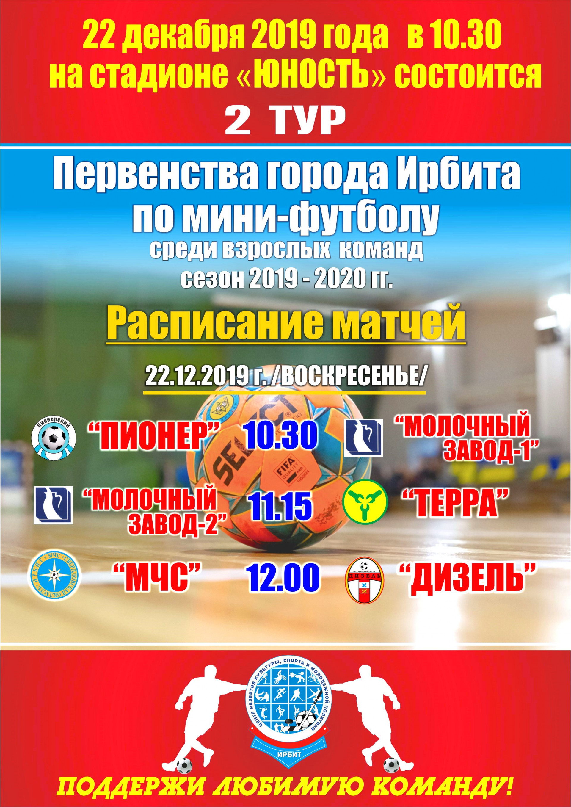 2 тур Первенства города Ирбита по мини-футболу среди взрослых команд сезон 2019-2020 гг.
