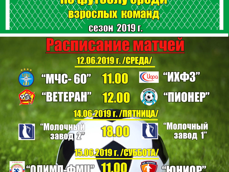 1 тур Первенства города Ирбита по футболу среди взрослых команд, сезон 2019 г.