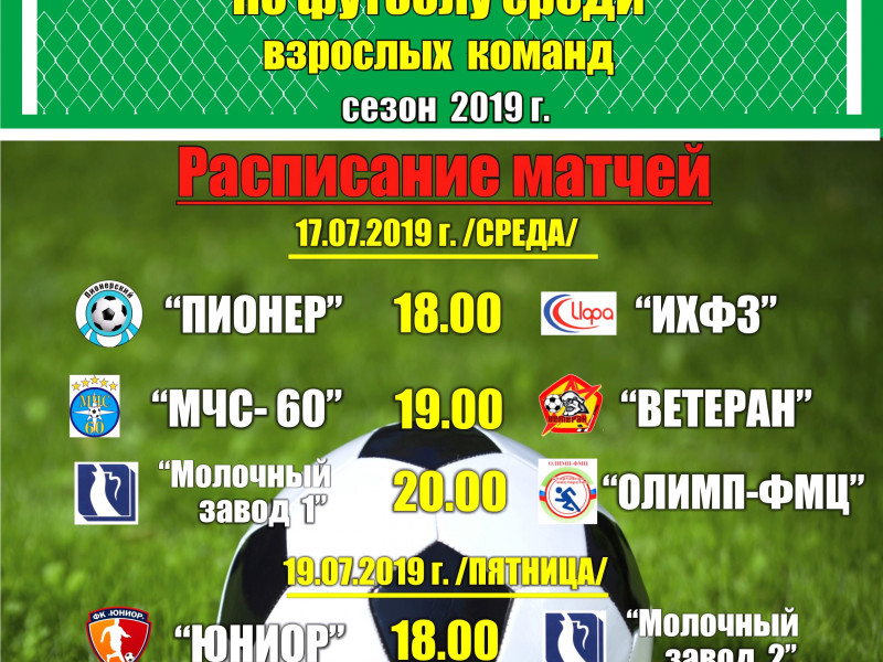 6 тур Первенства города Ирбита по футболу среди взрослых команд, сезон 2019 г.